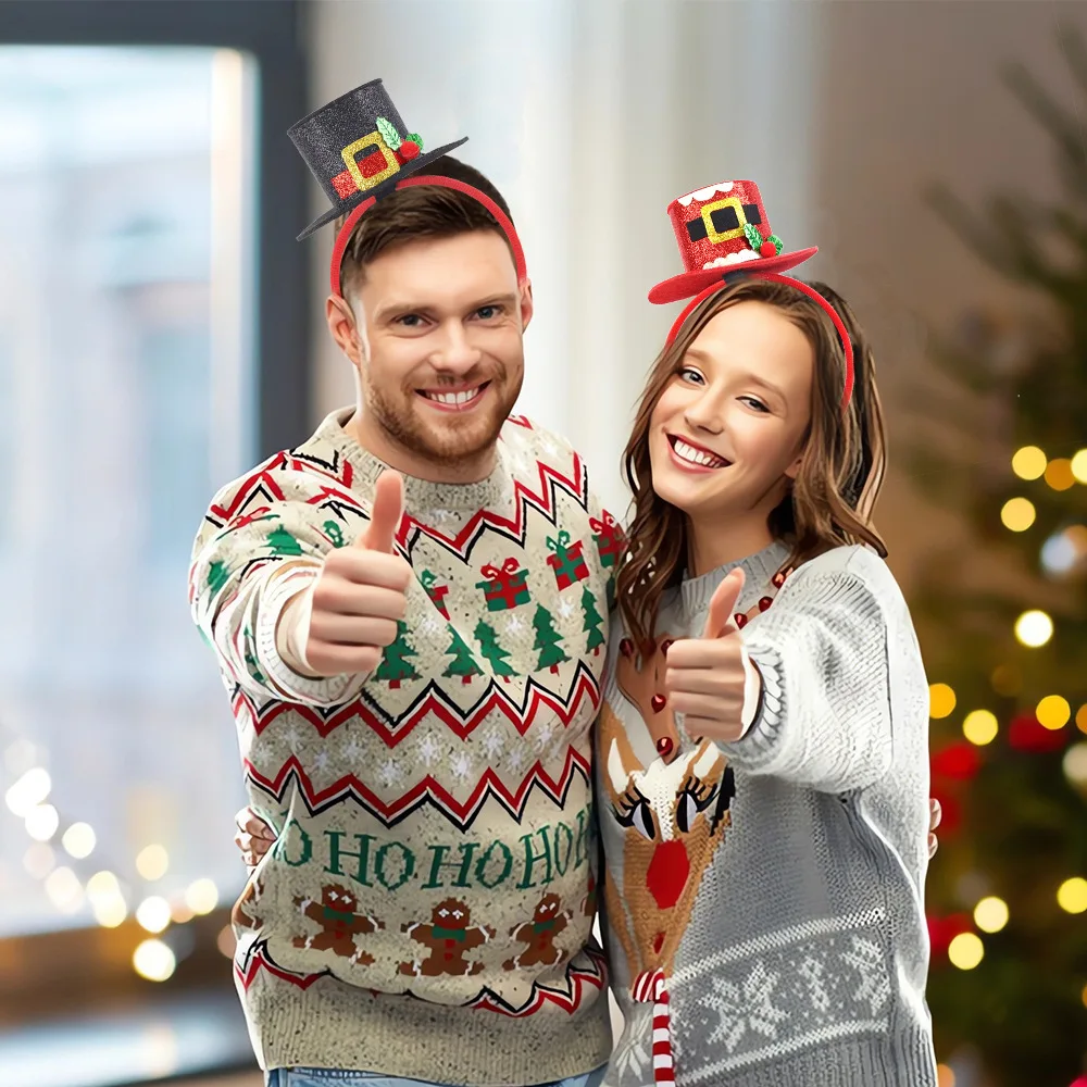 New Christmas Headband Bow Antler Head Buckle Christmas Tree Snowman Headdress Decorations Children'S Party Supplies