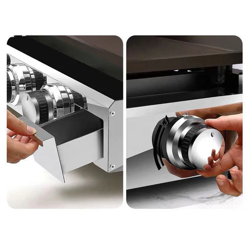 Commercial 2 Knobs Gas Griddle Non-stick Counter Top Plate Snack Equipment Cooking Pot Cooking Appliance BBQ Griddle Portable