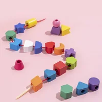 Montessori Wooden Toys Color Shape Matching Puzzle Game Colorful Beaded Color Cognition Early Educational Toys Gift For Children 2