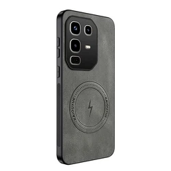 Luxury Soft Leather Phone Case with Bumper Protection and Shockproof Magnetic Cover for Infinix Note 50 4G (Gray)