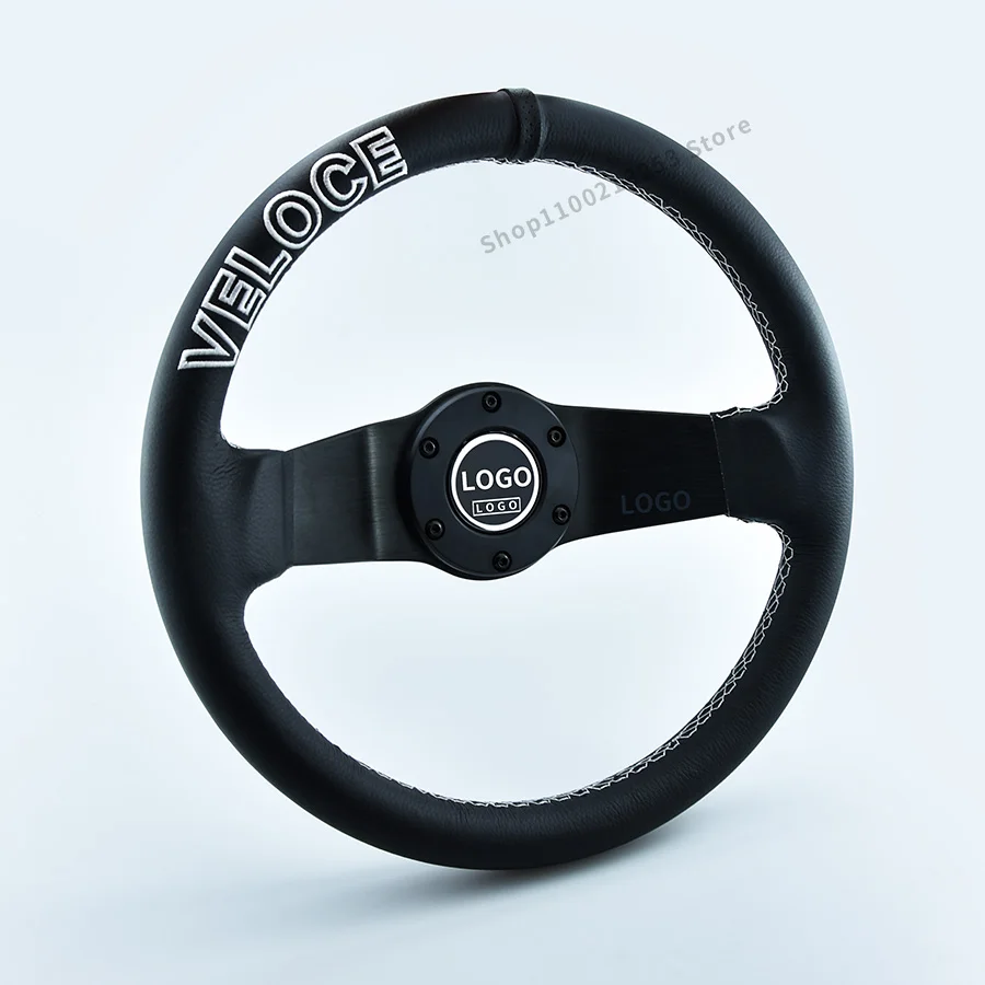 JDM гоночное белое кожаное рулевое колесо из быстрой кожи универсальное Рулевое