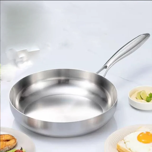 Padella in acciaio inossidabile 316 Wok Padella antiaderente Pentola per bistecche fritte Pentole da cucina non rivestite per fornelli a gas e fornelli a induzione Wok 3
