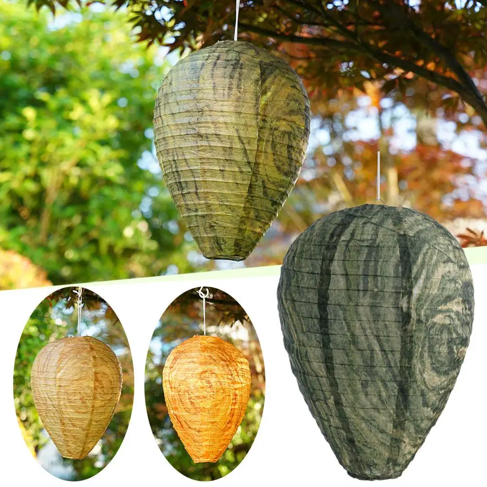 Hanging Wasp Nest Decoy Outdoor Waterproof Fake Wasp Insects Lantern Hornets Nest Paper Decoy Drive Beehive Plastic De E2A0