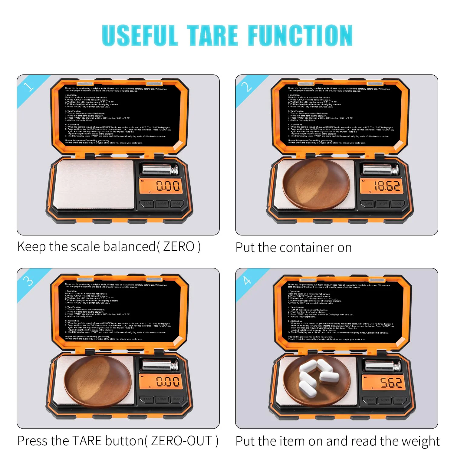 Precision Pocket Scale 200gx0.01g Jewelry Gram Scale Digital Food LCD Display One-Touch Conversion 6 Units