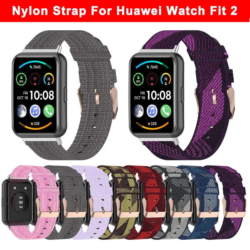 

Ремешок нейлоновый для наручных часов Huawei Watch Fit 2, спортивный водонепроницаемый дышащий браслет для смарт-часов, аксессуары