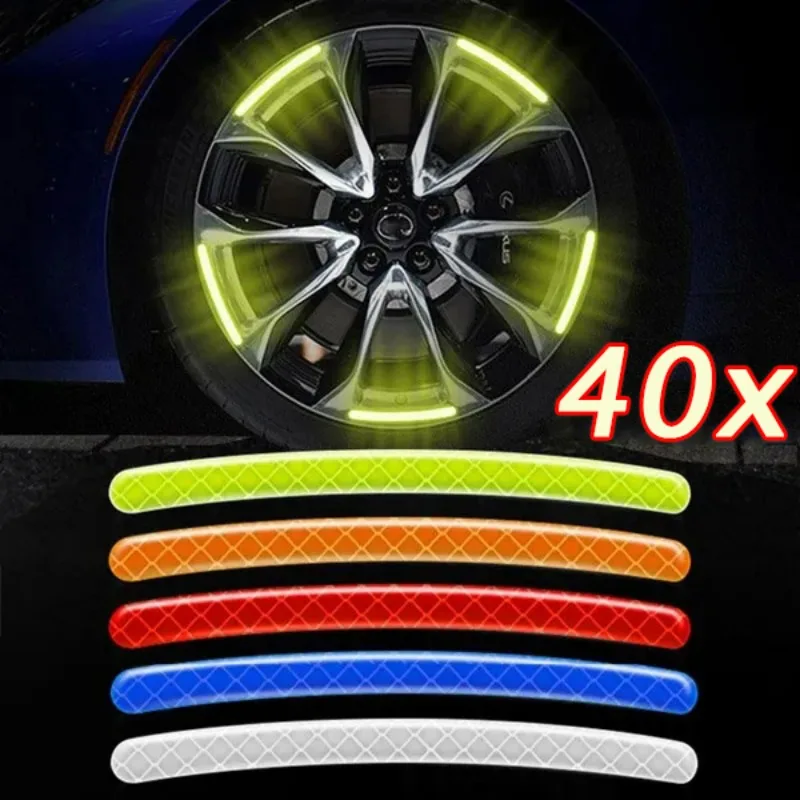 40/20pcs Car Wheel Reflective Stickers Tire Hub Safety Warning Strips Car  Motorcycle Bike Tyre Hub Styling Night Reflector Decal - AliExpress