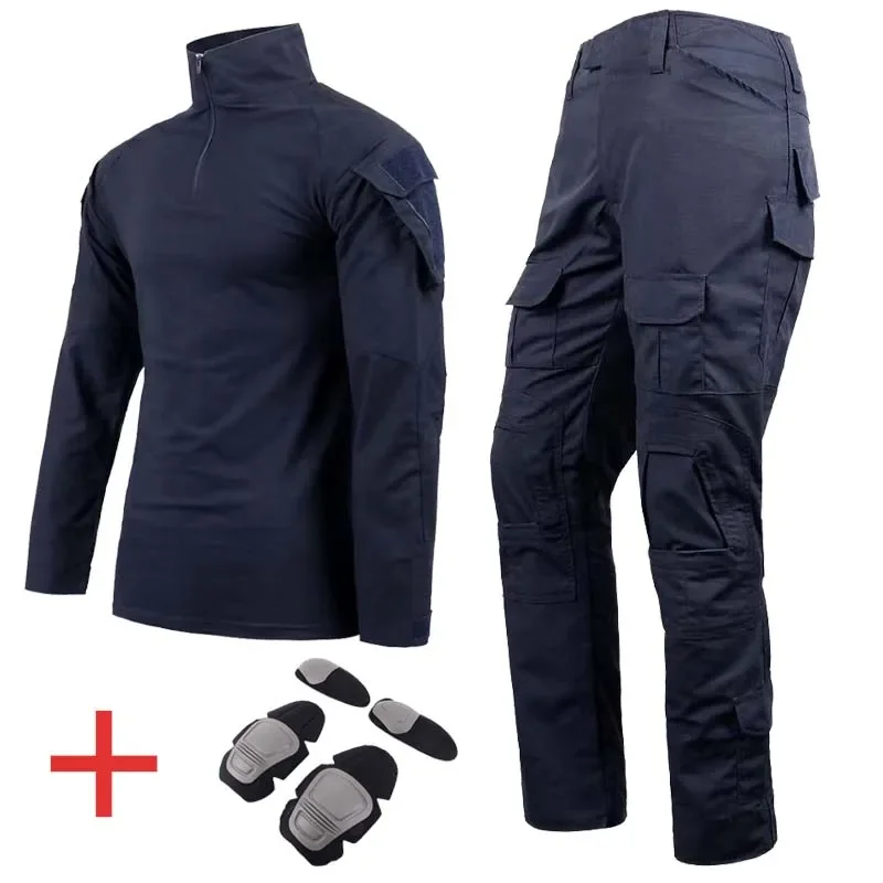 

Tactical Camouflage Uniform Clothes Sets Men Clothes Hunting Suit Shirt + Cargo Pants+4 Pads