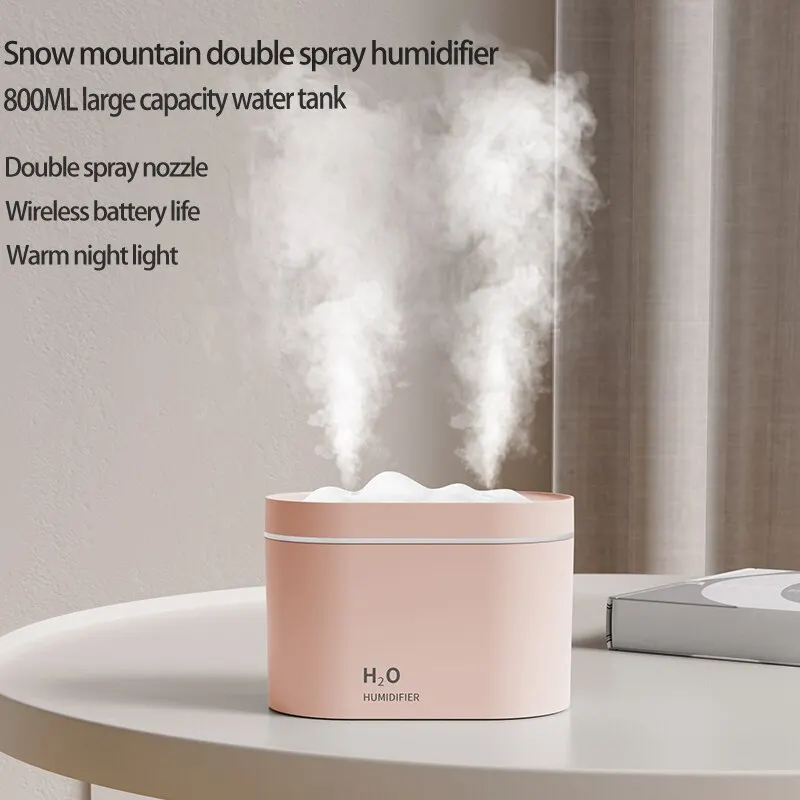 New Snow Mountain Dark Fragrance Double Spray Large Capacity Humidifier Silent Air Spray Humidifier Fit For Auto Home Office