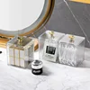 Transparent acrylic cotton swab box with square lid desktop dental floss and makeup film storage box 1