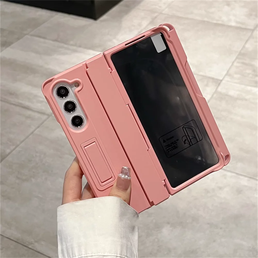 Aromr Hinge Protection With Holder Phone Case For Samsung Galaxy For Z Flip 5 Flip4 Flip3 5G With Tempered Glass Film Cover_voghion.com