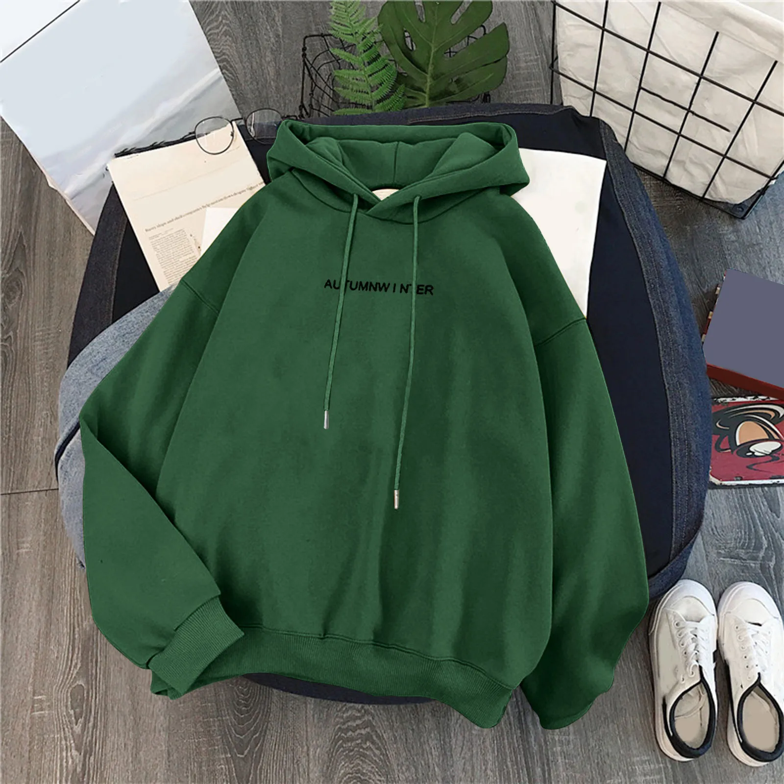 

Женская зимняя бархатная толстовка с капюшоном, свободная универсальная Корейская рубашка с длинным рукавом для студентов, повседневное пальто с капюшоном Y2k