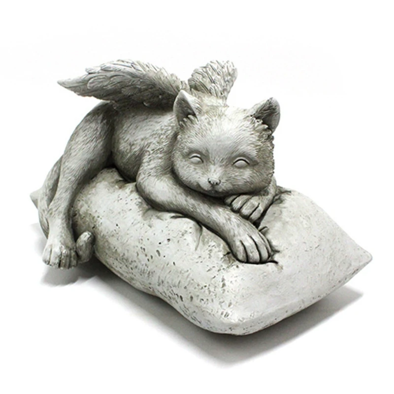 

for Cat Angel Pet Memorial Grave Marker Tributed Statue Home Office Garden