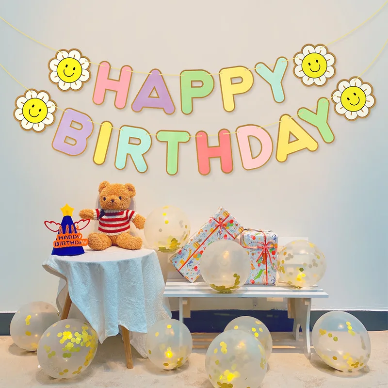 

Sunflower Little Daisy Garland Flag Makaron Birthday Flag Paper Flower Birthday Party Decoration Daisy Flag Banner Hanging