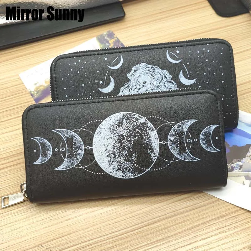 New Women's Wallet Moon Goddess Printing Long Zipper Purse Fashion Simple Large Capacity Mobile Phone Coin Purse Card Holder