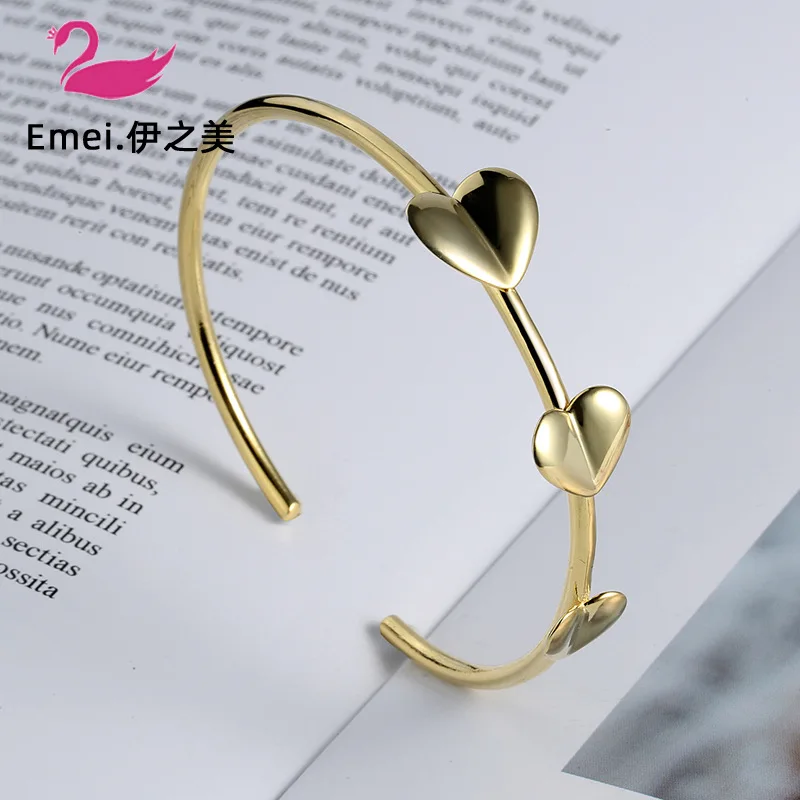 

Korean Style S925 Sterling Silver Heart Shape Peach Heart Open-Ended Bracelet Female Personality Ins Online Influencer Fashion W