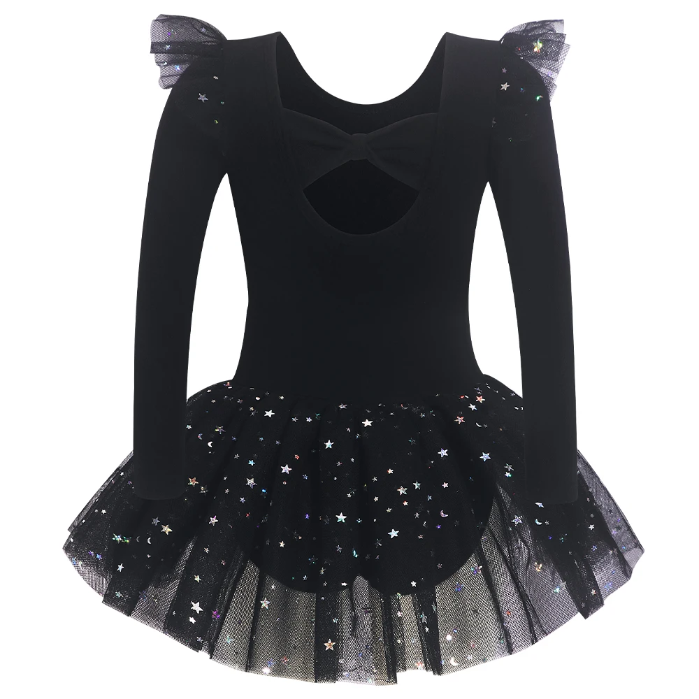 Mädchen Glitzer Ballett Trikots Langarm Gymnastik Kostüm Kinder Sportlich Dancewear Ganzanzug Tanz Tutu Kleider – Detail 11