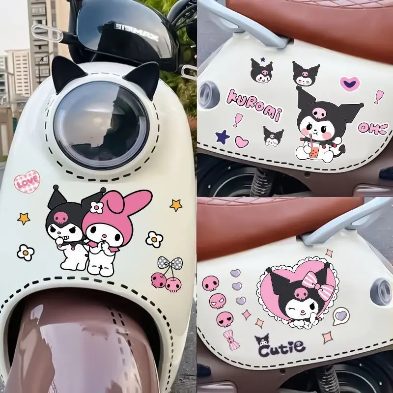 

Sanrio Luggage Sticker Kuromi Motorcycle Sticker Scratches Cover Little Devil Waterproof Cartoon Cute Helmet Decorative Sticker