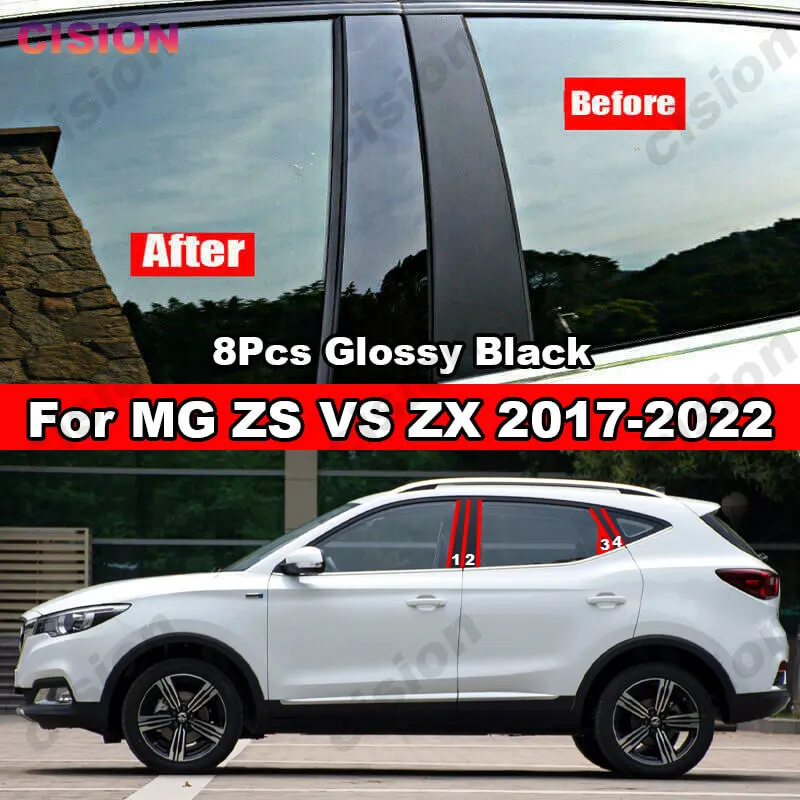 

Для MG ZS EV ZX ZST VS 2017-2022 оконная дверная Колонка BC стойка крышка отделка глянцевый черный углеродное волокно зеркальный эффект наклейка для ПК