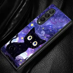 Starry Sky Cat Phone Case - Sleek Back Cover with Cosmic Design - Galaxy Z Fold4 (Mix01)