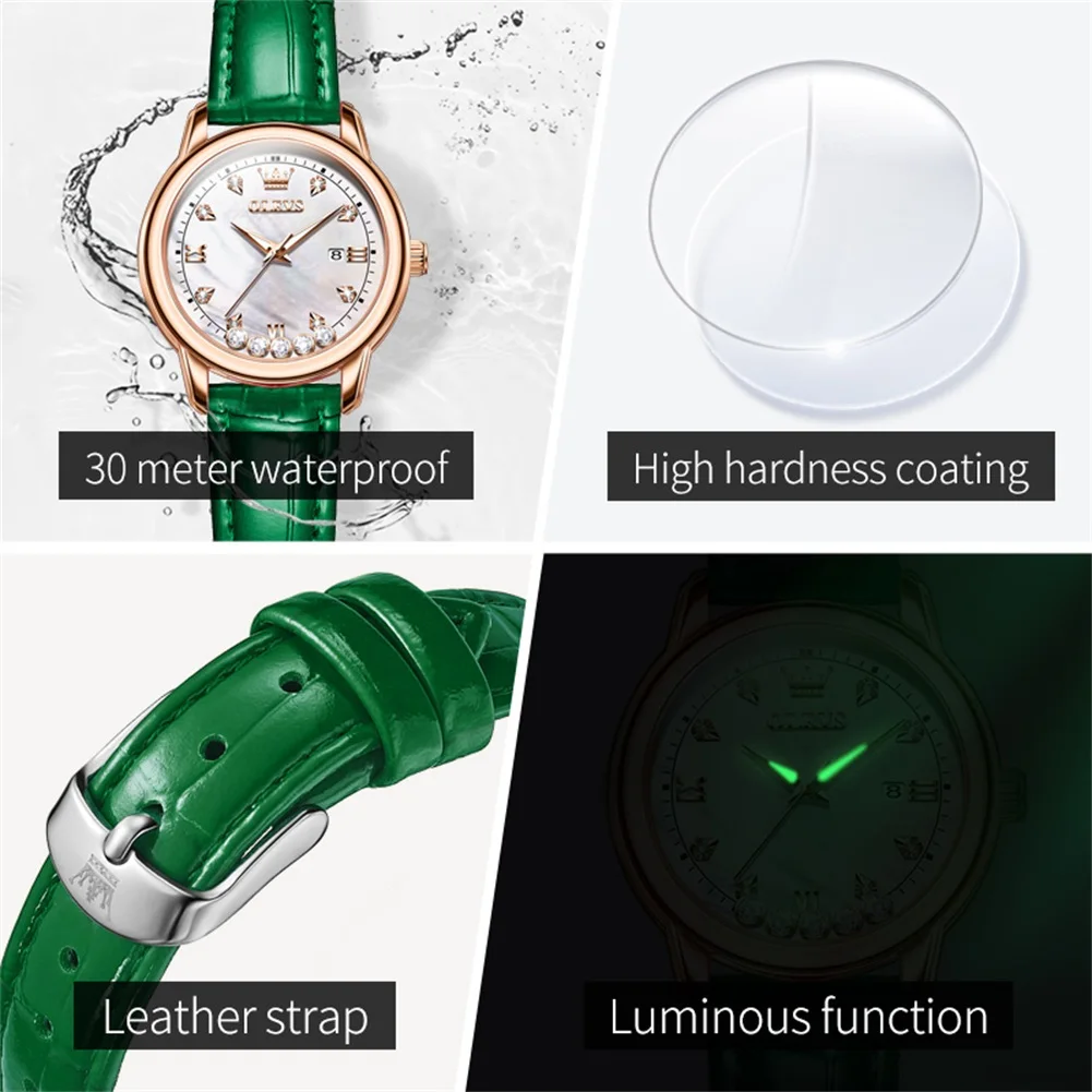 OLEVS Top Brand Luxury Leather Women Watches Fashion Waterproof Ladies Watch Woman Quartz Wrist Watch Relogio Feminino Montre