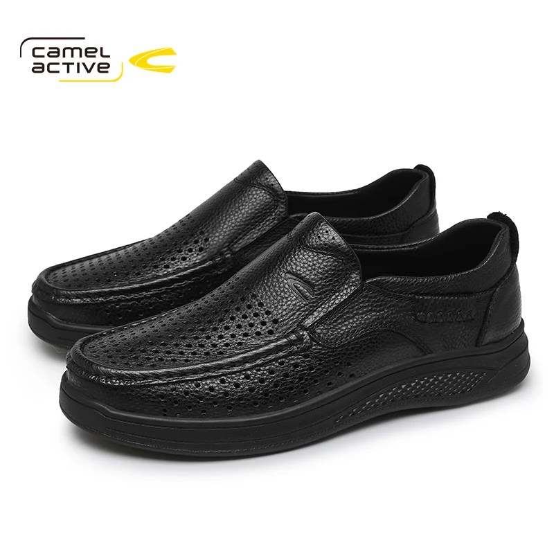 

Camel Active Men Loafers Autumn New Retro Black Breathable Man Genuine Leather Men's Trend Casual Shoes