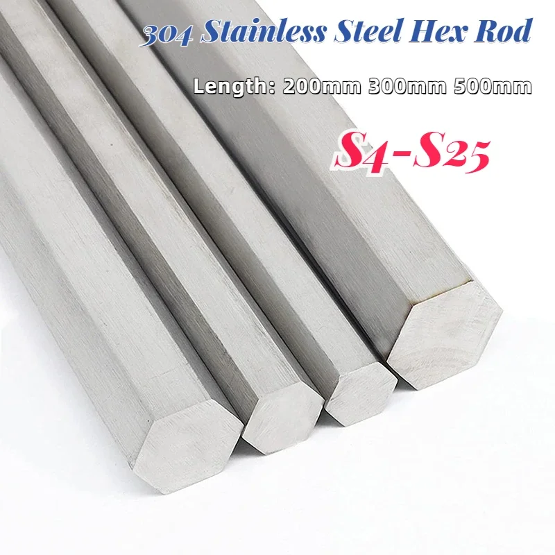 

1PCS 304 Stainless Steel Hex Rod 4mm 5mm 6mm 7mm 8mm-25mm Linear Metric Hexagonal Bar Shaft 200mm 300mm 500mm Customize Length