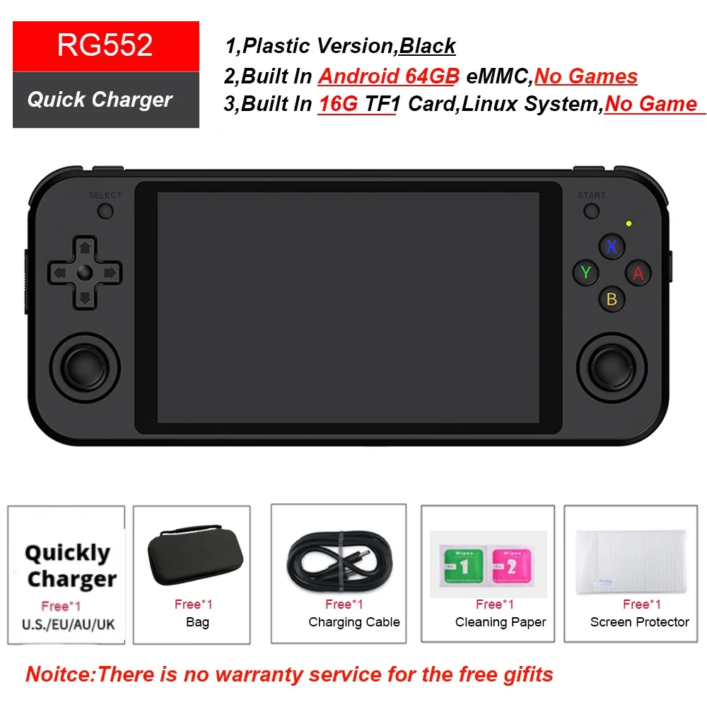 RG552 MAX 30000 Games RG552 Anbernic Retro Video Game Console Dual systems Android Linux Pocket Game Player Free Quickly Charger 