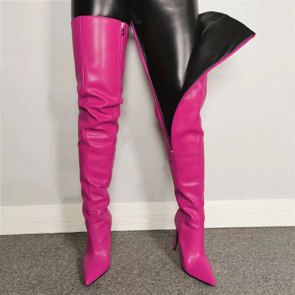 

Women's Over-the-knee Boots Pointed Toe Stilettos High Heel Sexy Side Zip Sexy Shoes 7Colors Plus Size New 2024