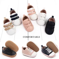 Infant Baby Boys Girls Moccasins Sneakers Solid Color/Contrast Color PU Leather Anti-Slip Sole Prewalker First Walker Shoes 1