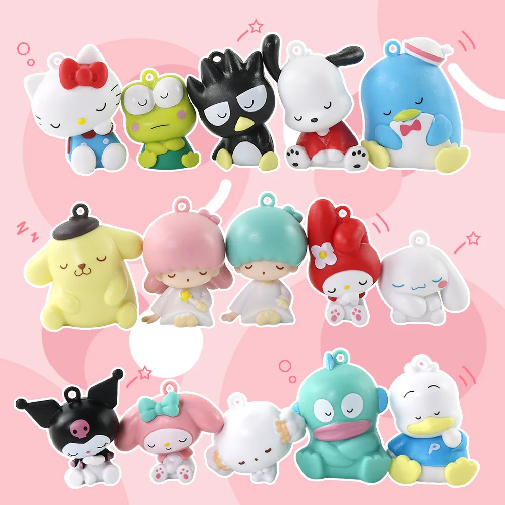 

Sanrio мультфильм 15 шт./компл. ПВХ фигурка игрушка Kuromi Cinnamoroll Melody аниме милая кукла модель игрушки Коллекционные Подарки Автомобильные украшения