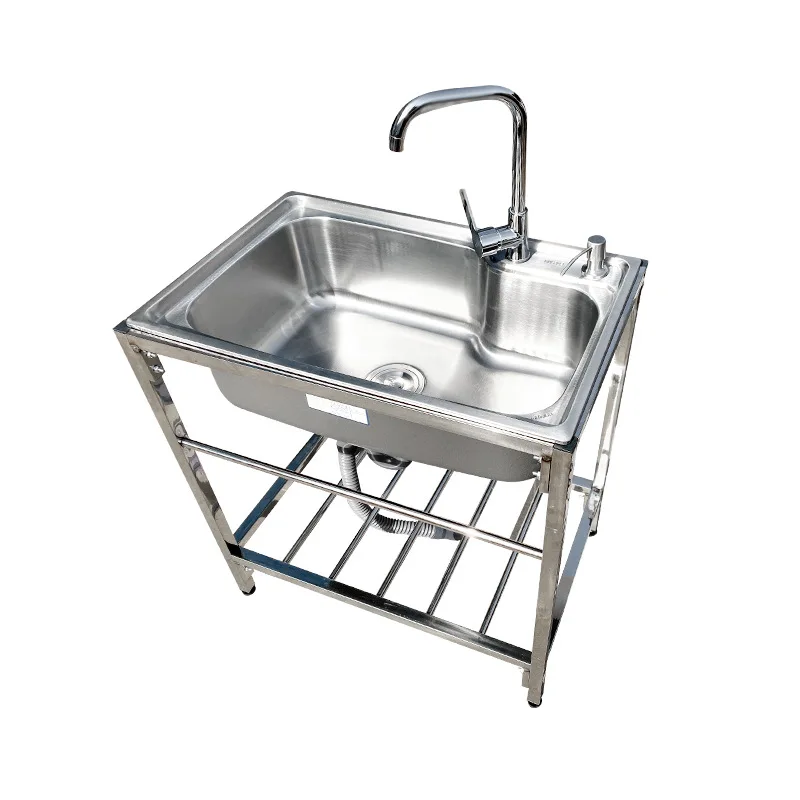 Kitchen sink Handmade stainless steel single bowl sink above counter or wall mounted vegetable Wash basin set 5