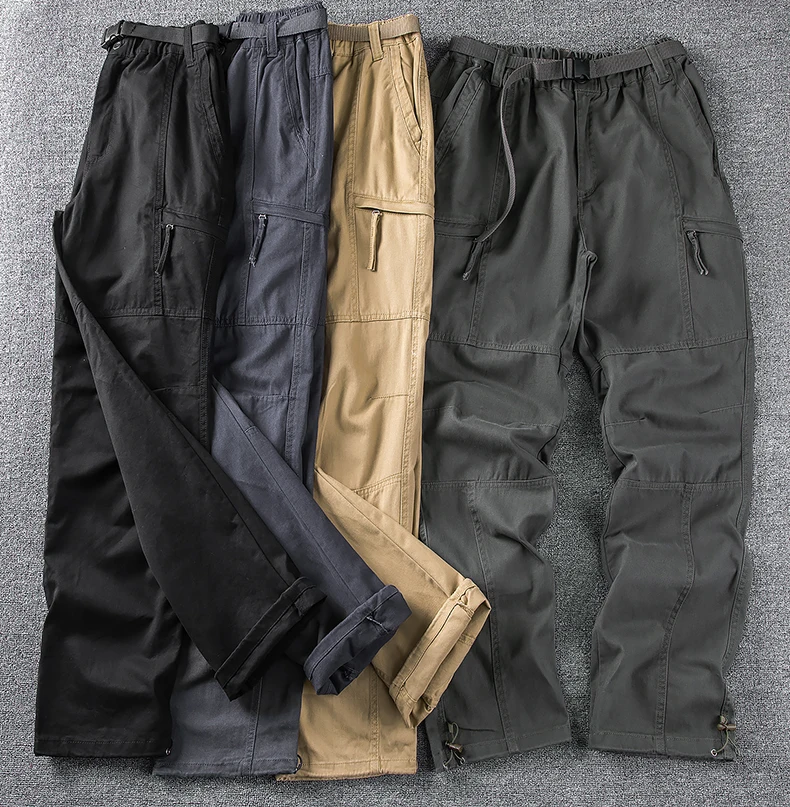 Outdoor logging work pants men trade strong wear-resistant cotton practical multi-pocket leisure straight tube fatten cargo pant best business casual pants