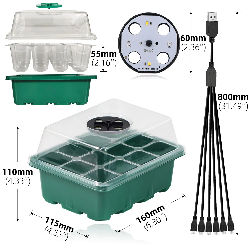 Hydroponic Germination Tray Seed Starter Trays with Dome and Grow Light