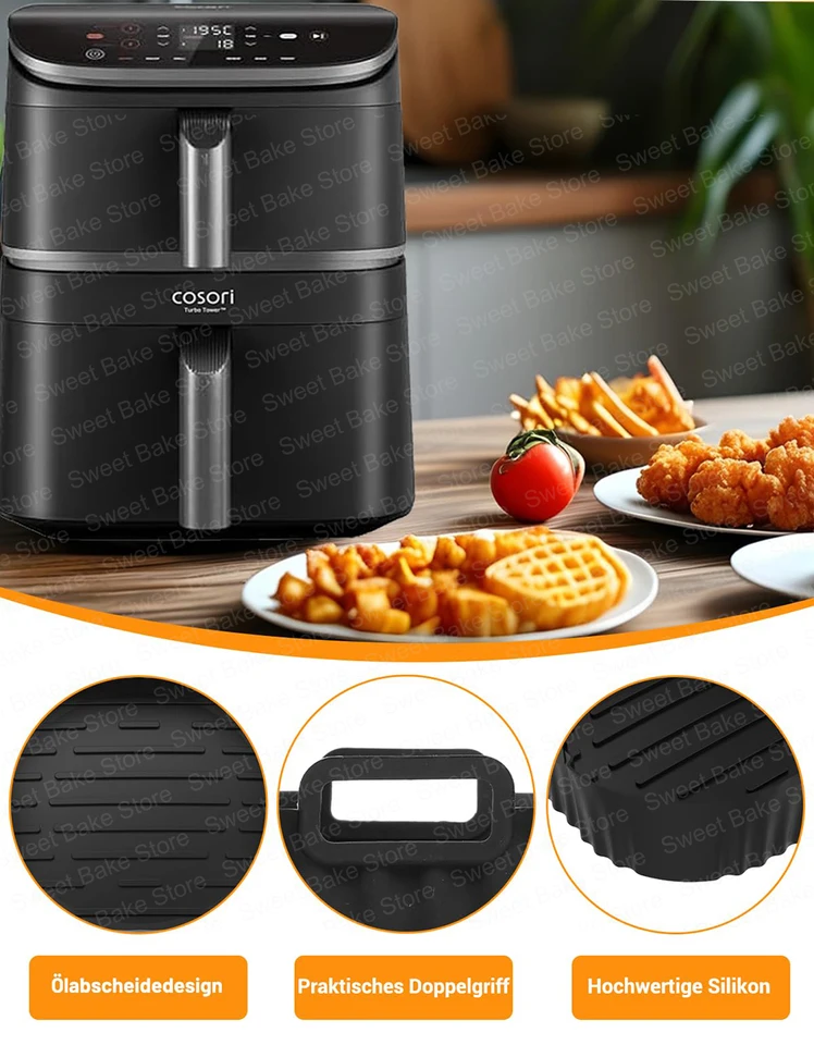 Stampo in silicone per friggitrice ad aria calda COSORI piccola 2L, mini friggitrice ad aria per 1 persona, inserto in silicone per friggitrice ad aria, accessori per stampo da forno per COSORI