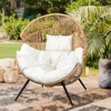 Wicker Egg Chair PE Rattan Chair with Cushion,Oversized Patio Lounge Chair for Outdoor, Indoor, Balcony, Backyard, Garden, Beige 3