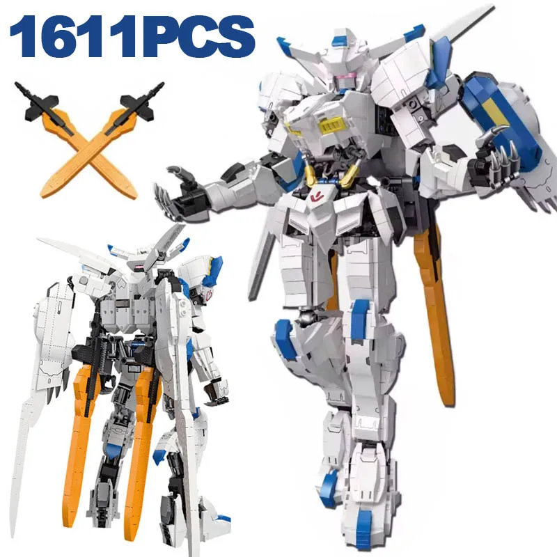 

1611PCS Anime White Mechs Building Blocks Armor Robot Mechanical Warrior Knight Of War Mecha Weapon Brick Toy Kid Adult For Gift