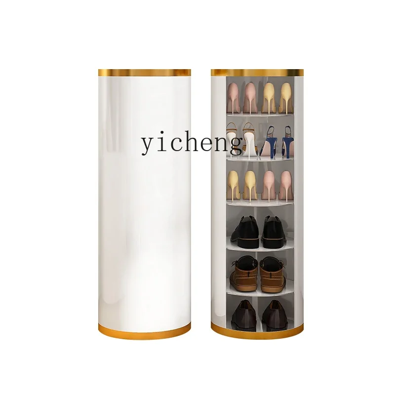 

YY Rotating Shoe Cabinet round Shoe Cabinet Home Doorway Home Shoe Cabinet Wall-Free Installation