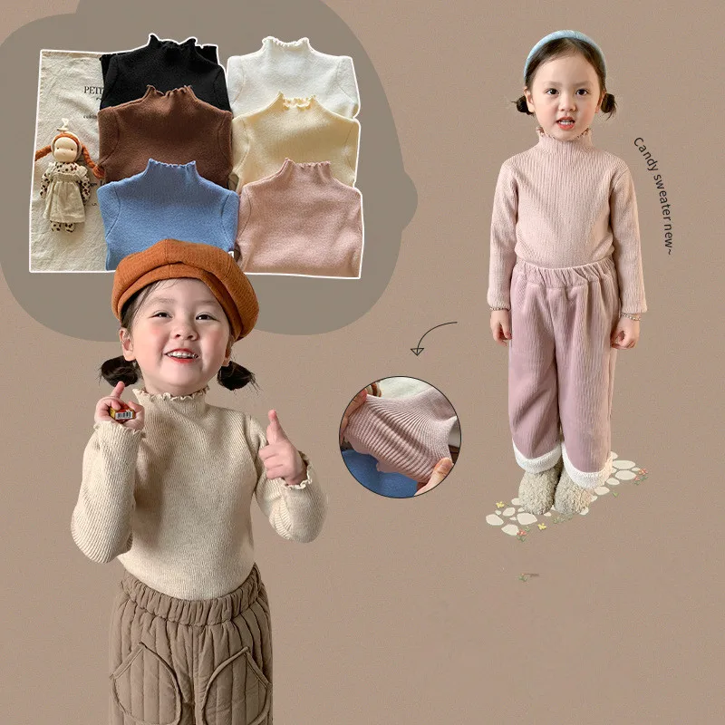 Children Baby Turtleneck Sweater Knitted Autum Winter Boy Girl Clothes Round Neck Kid Toddler Girl Boy Pullover Baby Outerwear