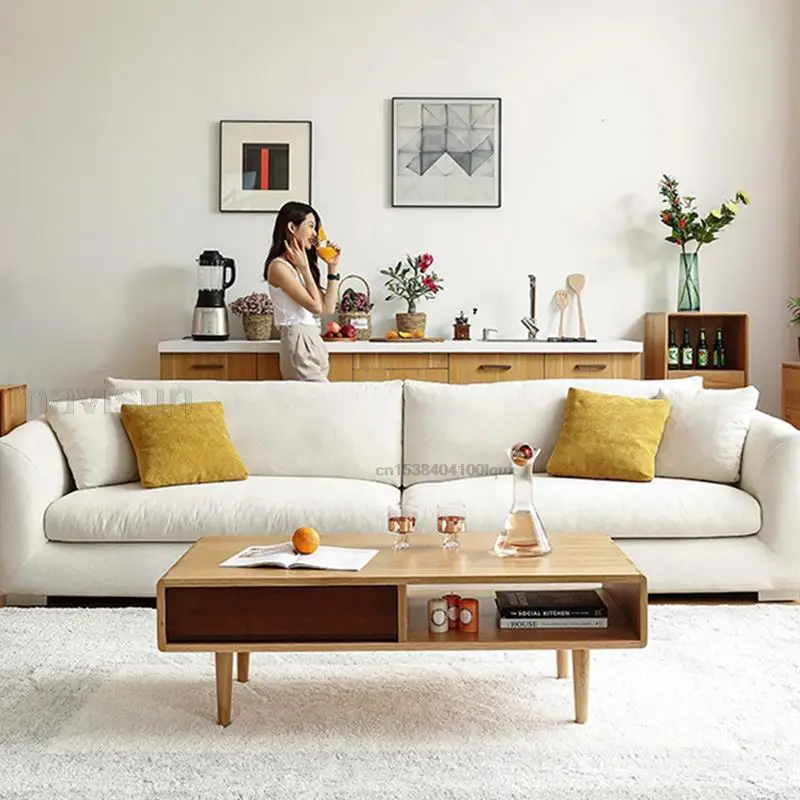 Super Soft Modern White Cloth Large Multi Seat Cream Sofa Nordic Relaxing Upholstered Loveseat Couch Furniture For Living Room