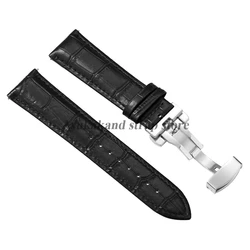 Elegant Leather Watch Strap with Quick Release and Butterfly Buckle - Premium Business Collection - 22mm (Black)
