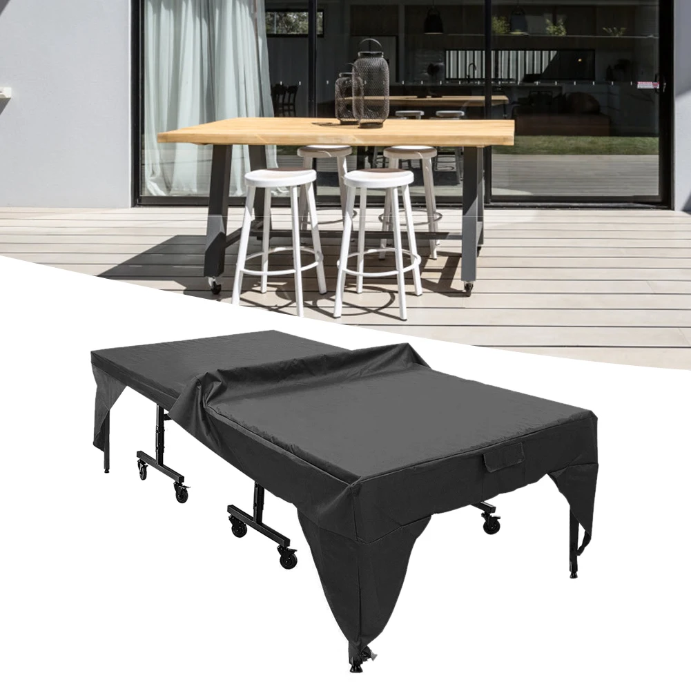 Outdoor Courtyard Patio Waterproof Dust-proof Table Tennis Table Cover Black 280x153x73cm Outdoor Tennis Table Cover Table Cover 6