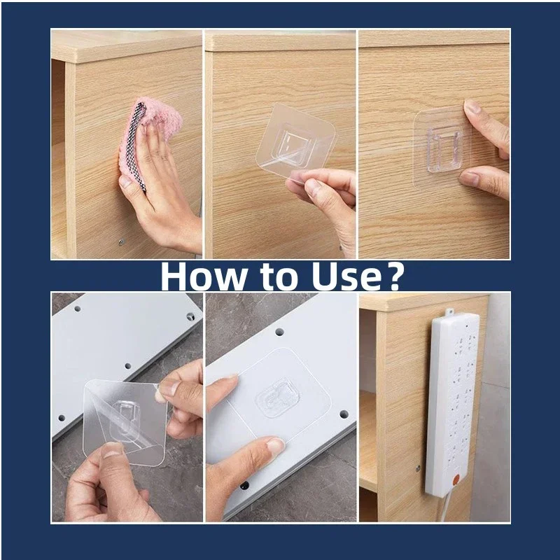 Double Sided Adhesive Wall Hooks Strong Invisible Traceless Snap Hook Transparent Wall Storages Holder Kit For Kitchen Bathroom