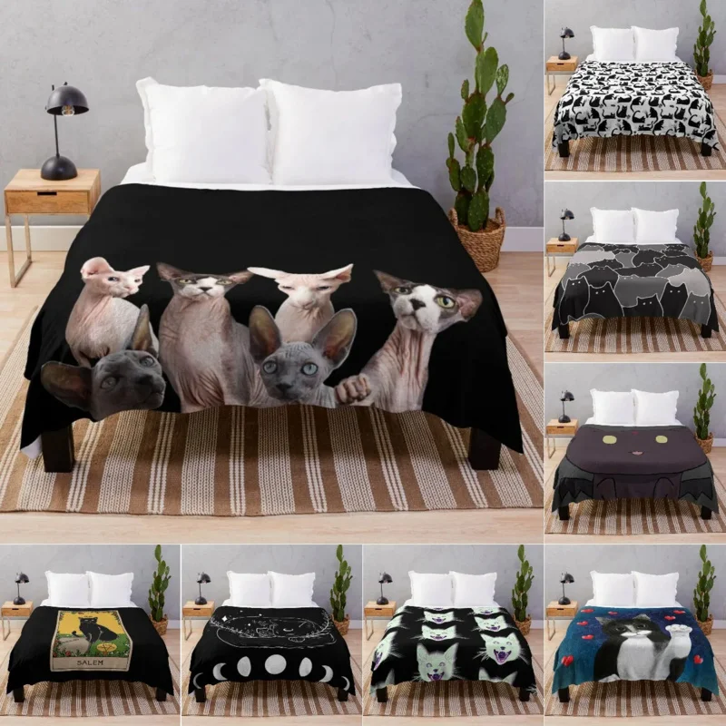 

Cat Throw Blanket for Girls Kid Adult Cartoon Animal Sherpa Blanket Magic Cats Plush Fuzzy Blanket for Couch Sofa Office Camping