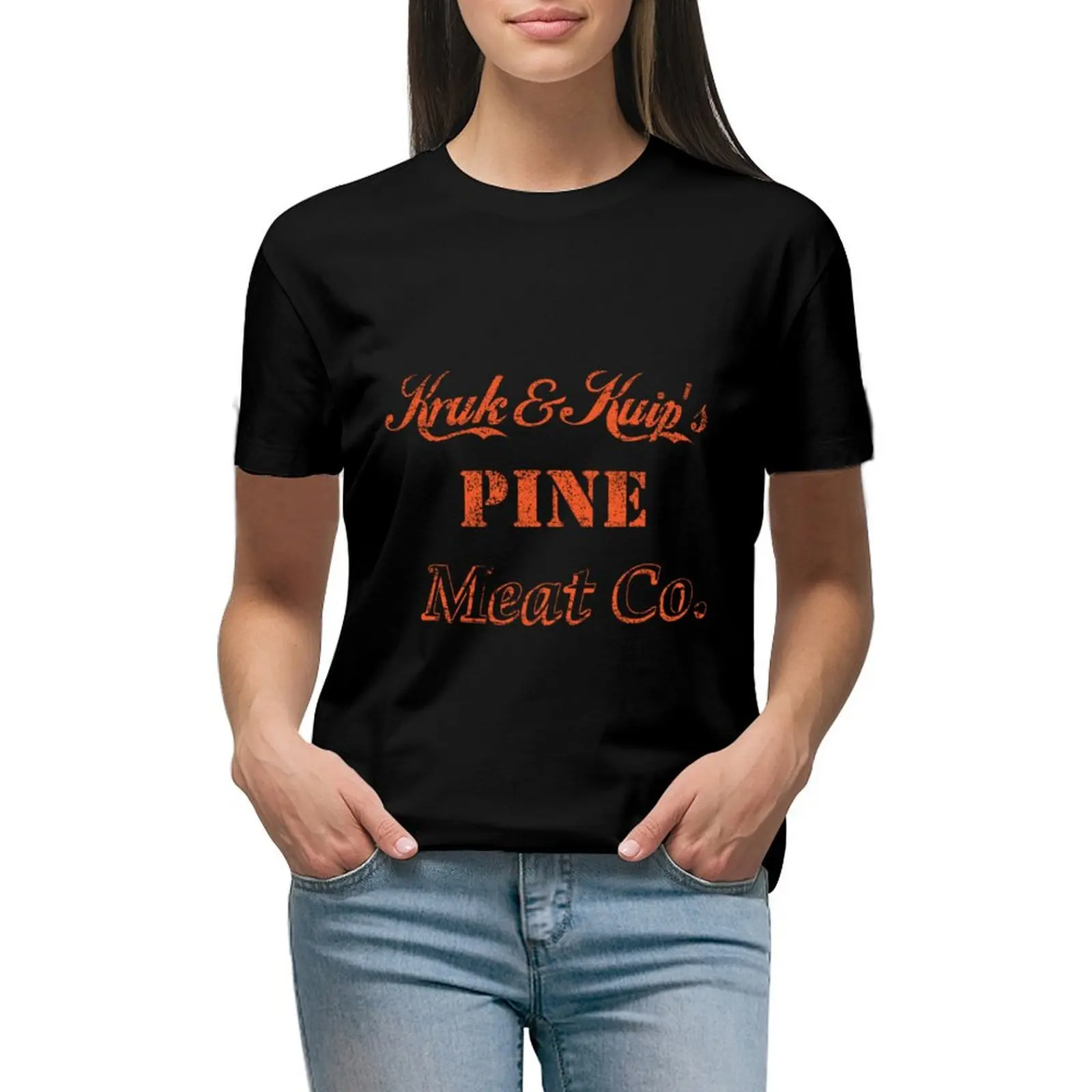 

Kruk And Kuip's Pine Meat Company T-shirt oversized summer top tops for Women