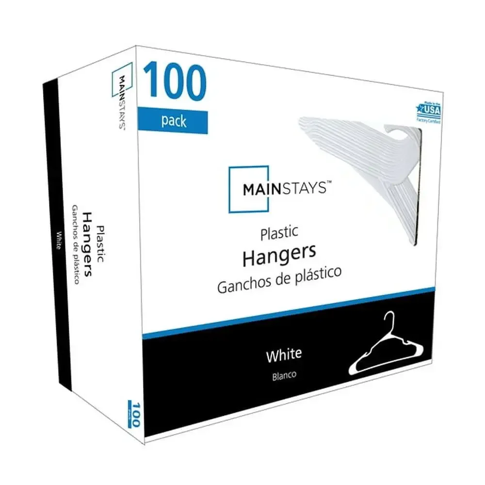 100-Pack Plastic Hangers Clothes Organization & Storage Ideal Shirts Pants Sweaters and More