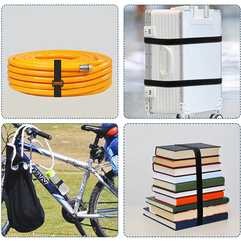 Hook And Loop Strap 5Meters Adjustable Fastening With 25 Buckles Free Cut Length Cord Straps For Sewing And Cable Wire Management