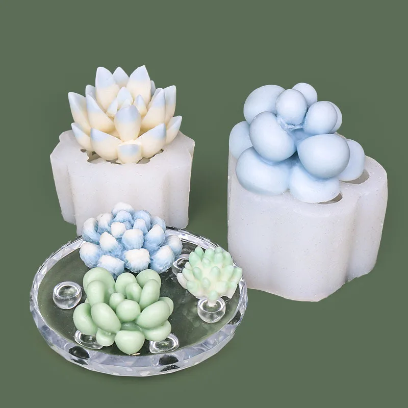 3D Silicone Candle Mold Cactus Scented Candle Forms Simulation Succulent Plant Flower Soap Aromatherapy Candle Making Mold Craft