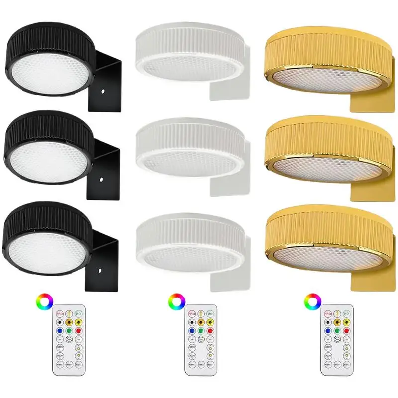 3Pcs Battery Operated Picture Light 24 Color Spotlight No Installation Magnetic Led Painting Light With Remote Dimmable