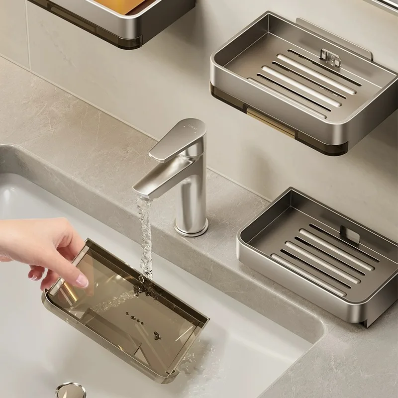 Soap Holder Metal Iron Without Drilling Bathroom Soap Dish Drain Water Wall Dish Organizer Accessories