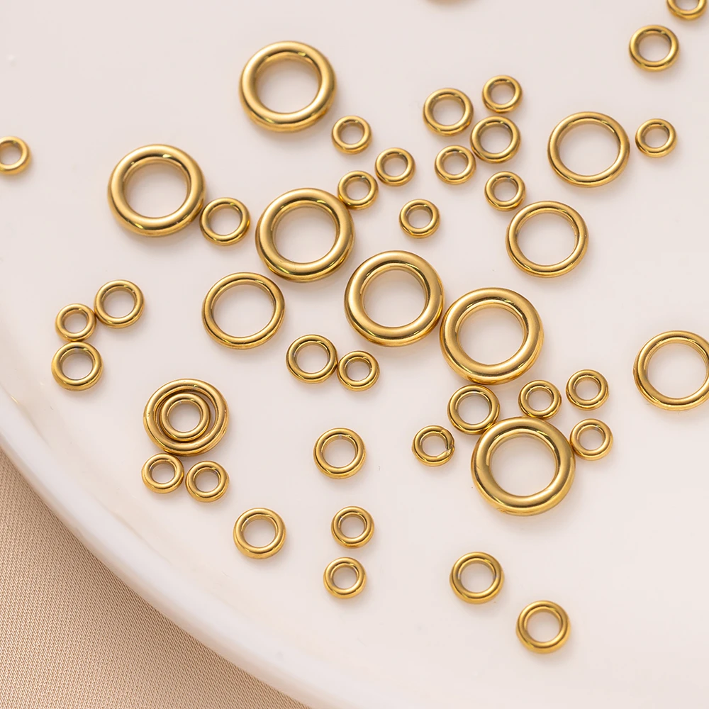 10 stücke Edelstahl Gold Runde Schließen Binderinge Für DIY Neckalce Armband Schmuck Machen Liefert Erkenntnisse Handwerk Zubehör – Detail 2